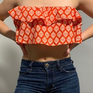 Orange strapless crop